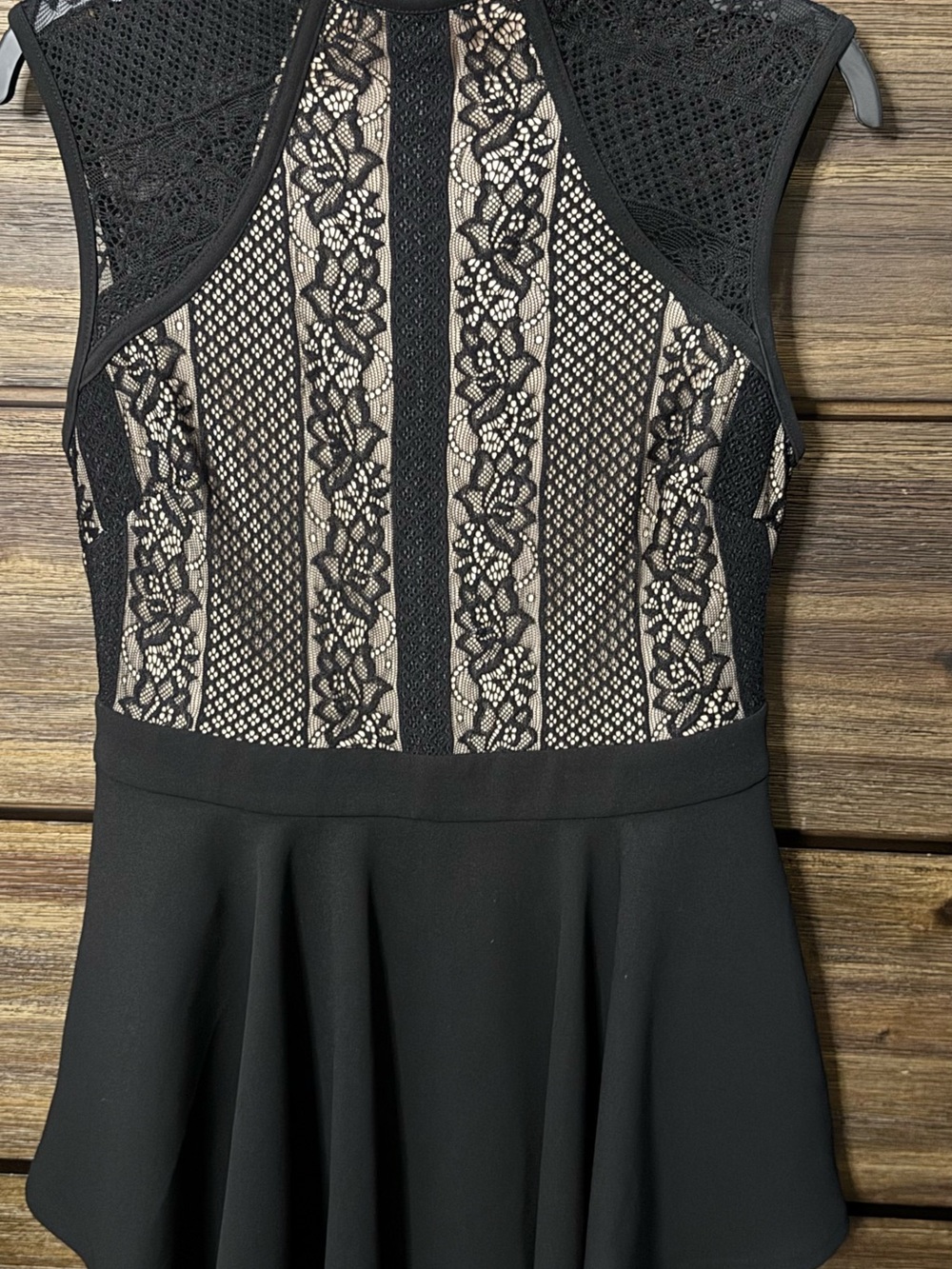 UK2LA Black Lace Dress with Nude Underlay